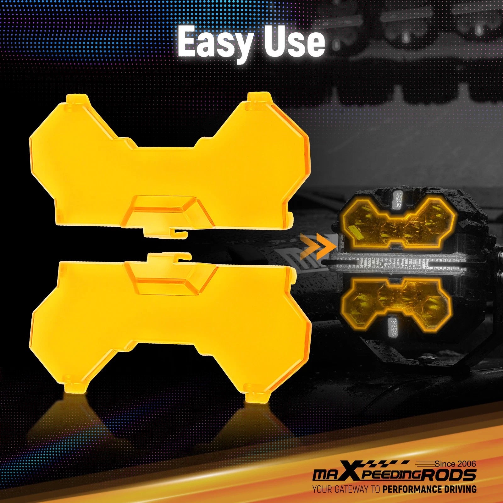 Amber Lens Cover for maXpeedingrods 3.5inch Square LED Driving Lights (2015–2023)