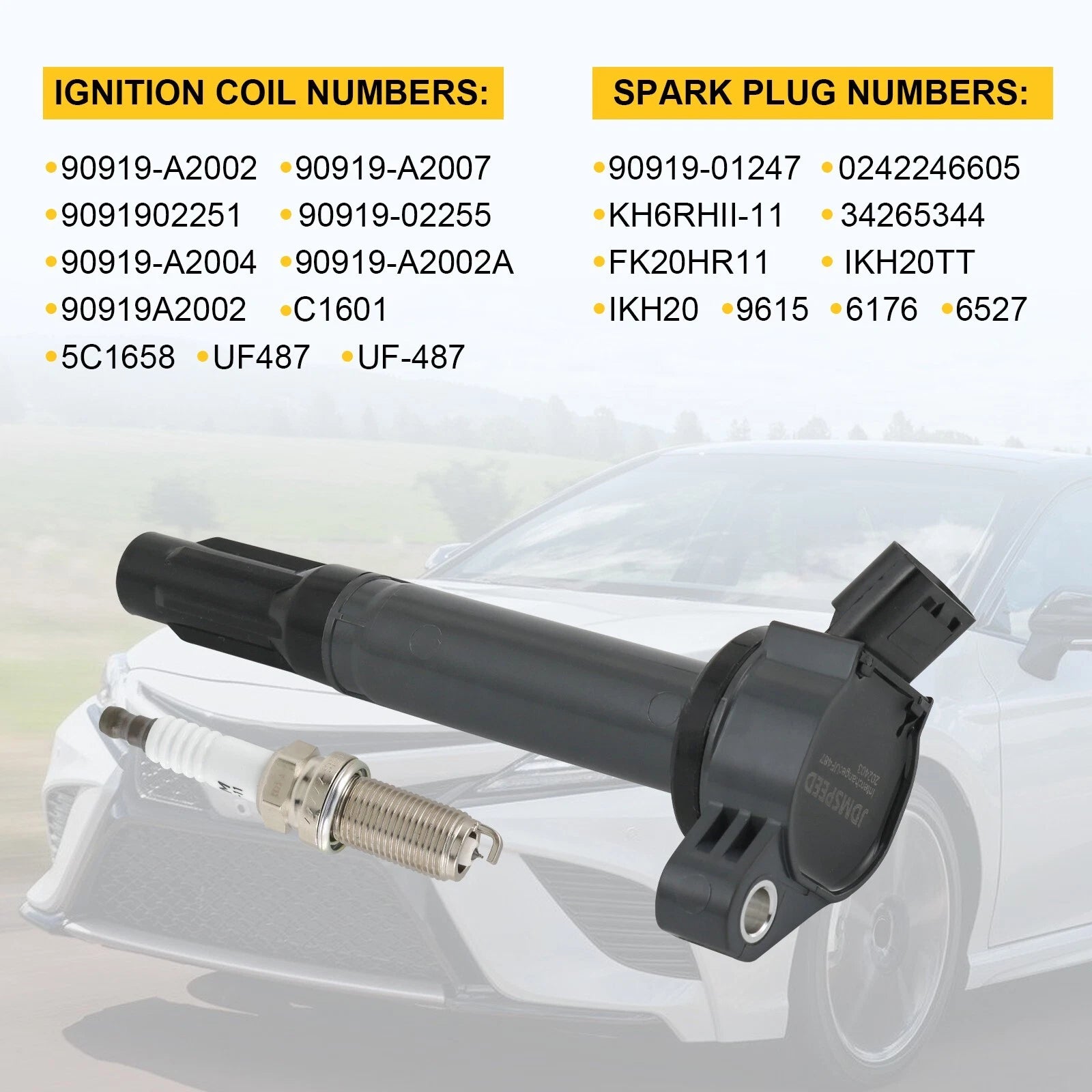 Set of 6 Ignition Coils & Spark Plugs for Toyota Avalon (2005-2018)