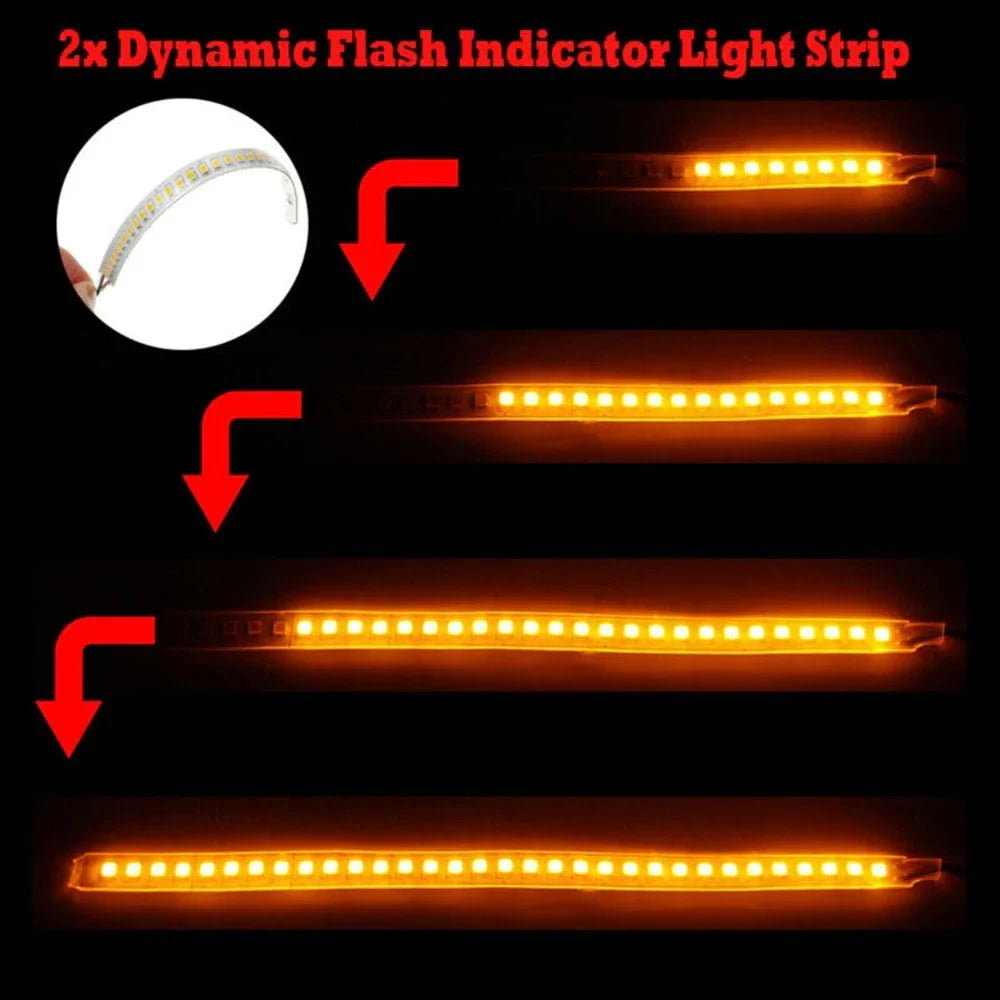 2x Dynamic LED Car Side Mirror Turn Signal Light Strip 18cm for All Cars