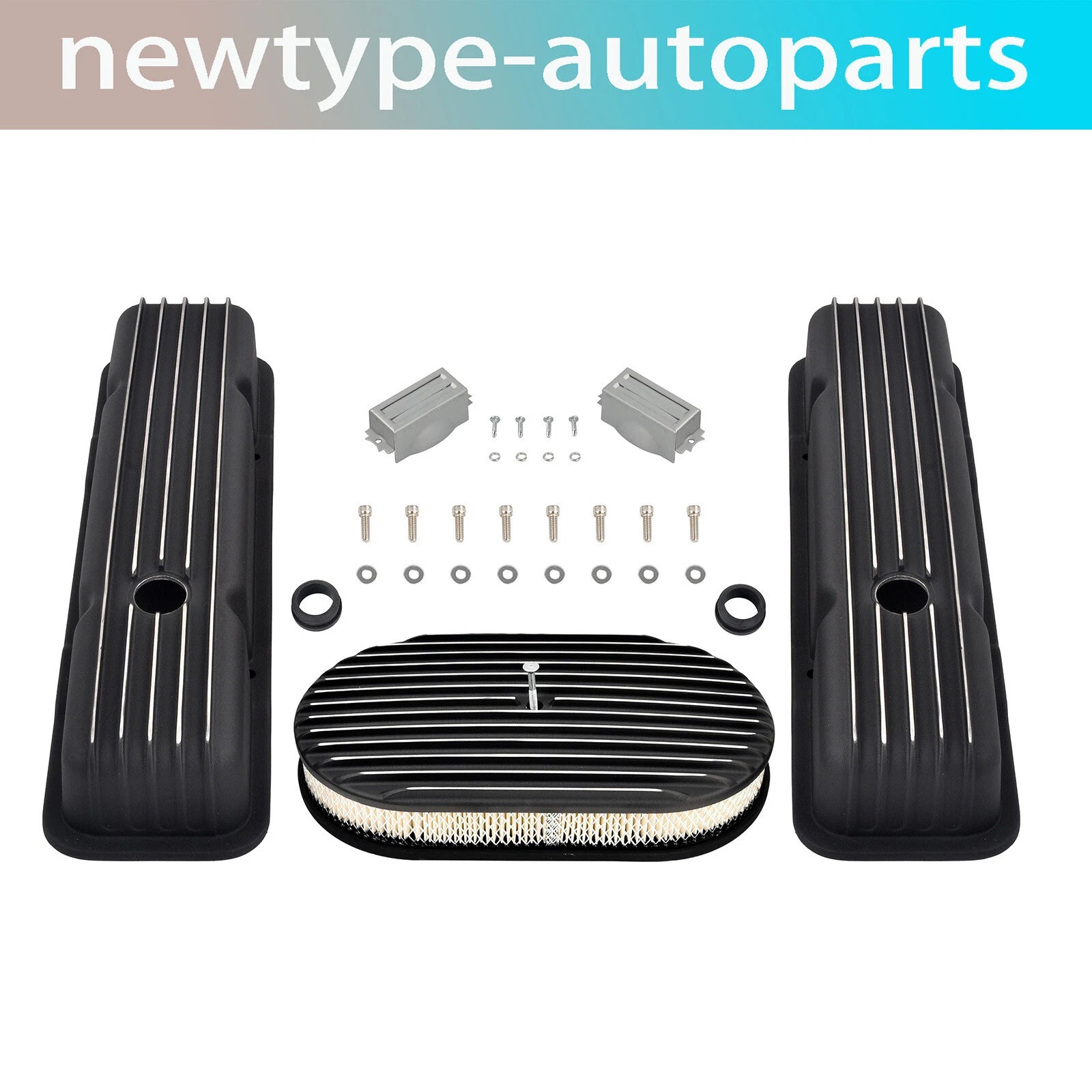 Short Valve Covers & 15" Oval Air Cleaner for Chevy SBC (1958–1986)