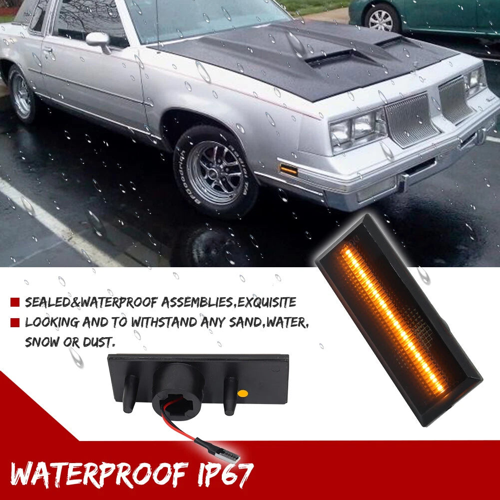 2X Smoked Amber LED Front Side Marker Lights for Oldsmobile Cutlass (1981–1988)