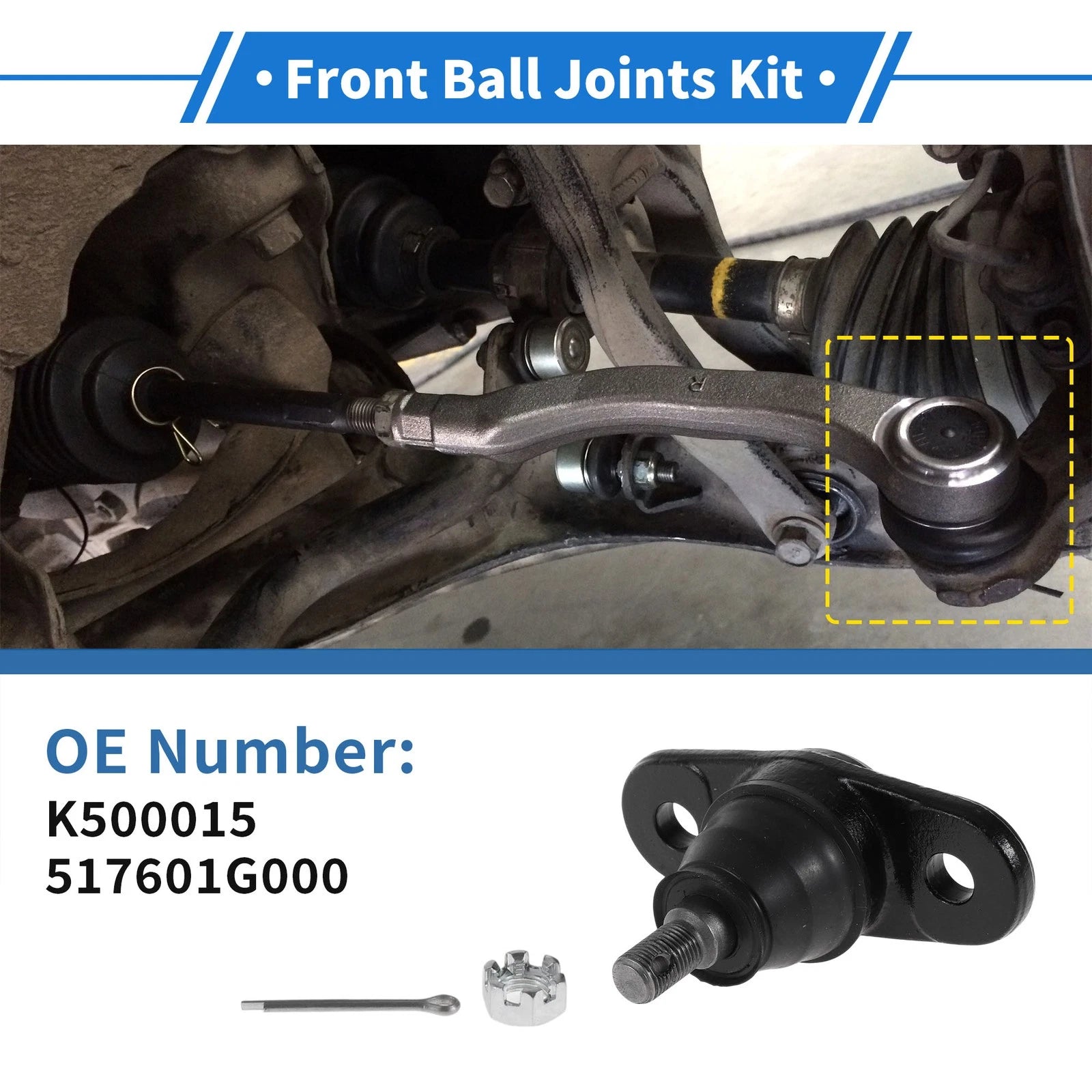 2X Front Lower Ball Joints for Hyundai Accent (2005–2010) No.K500015/517601G000