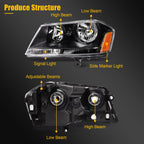 Set of 2 Headlight Assemblies for Dodge Avenger (2008–2014) Black Housing