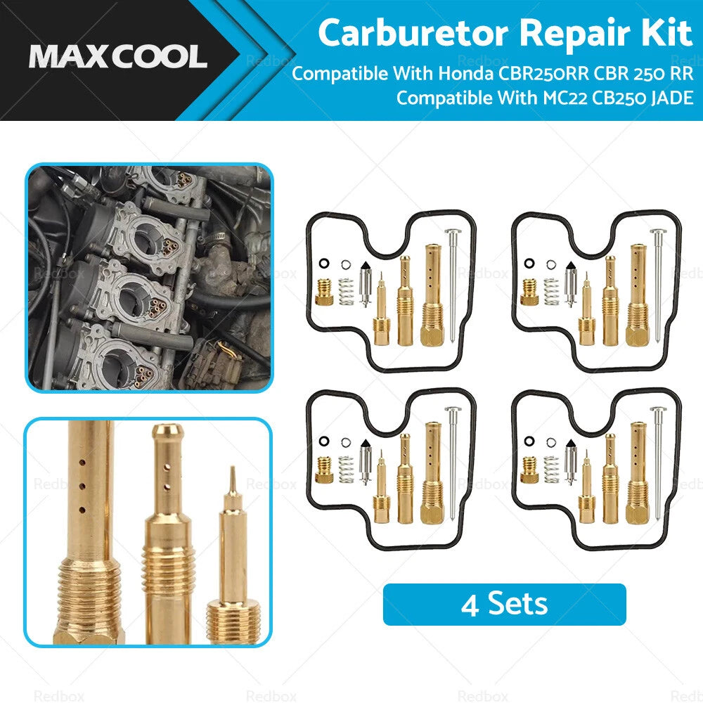 Set of 4 Carburetor Repair Kits for Honda CBR250RR CBR 250 MC22 CB250 Jade