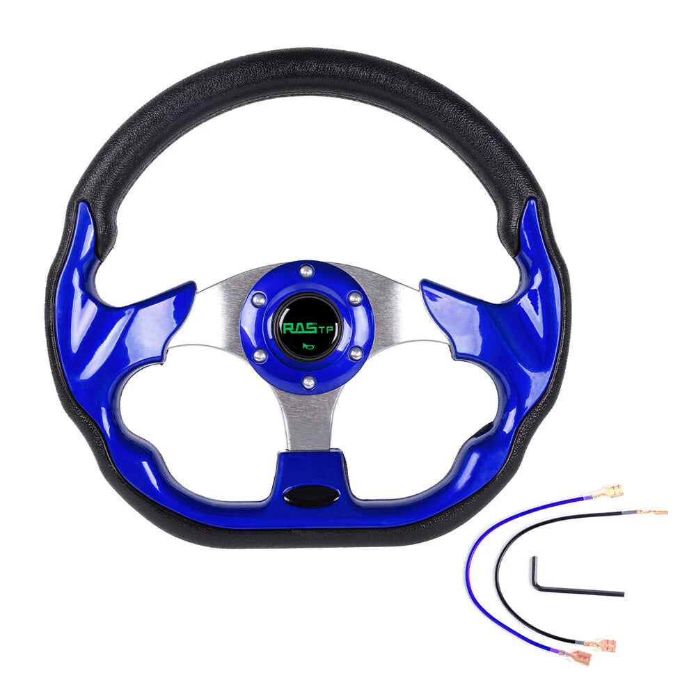 Universal 13" Blue 6 Hole Steering Wheel with Quick Release Adapter