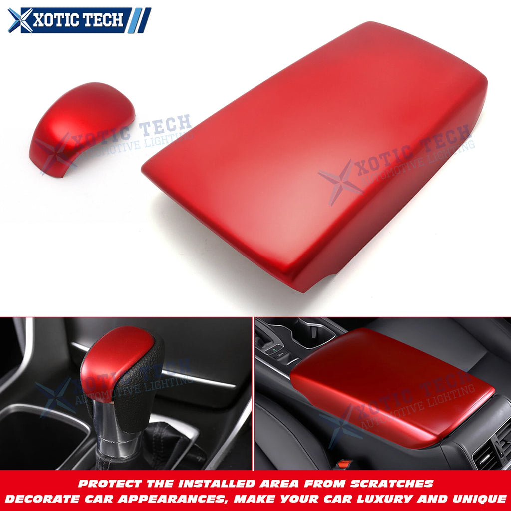 Red Gear Shift Knob and Armrest Box Panel Cover Trim for Honda Accord (2018–2022)