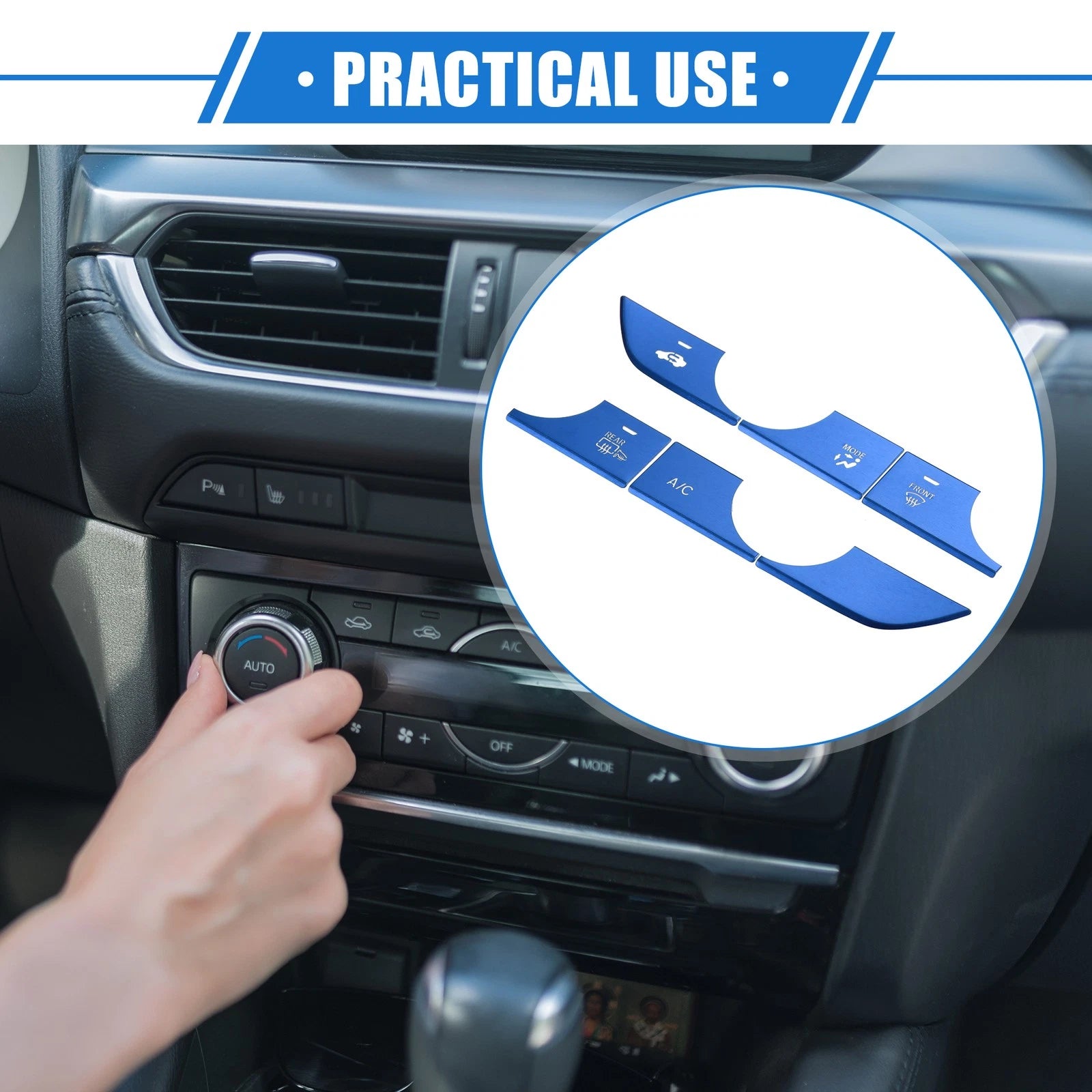 Set of 6 AC Panel Switch Button Cover Trim for Honda CR-V (2023) Blue