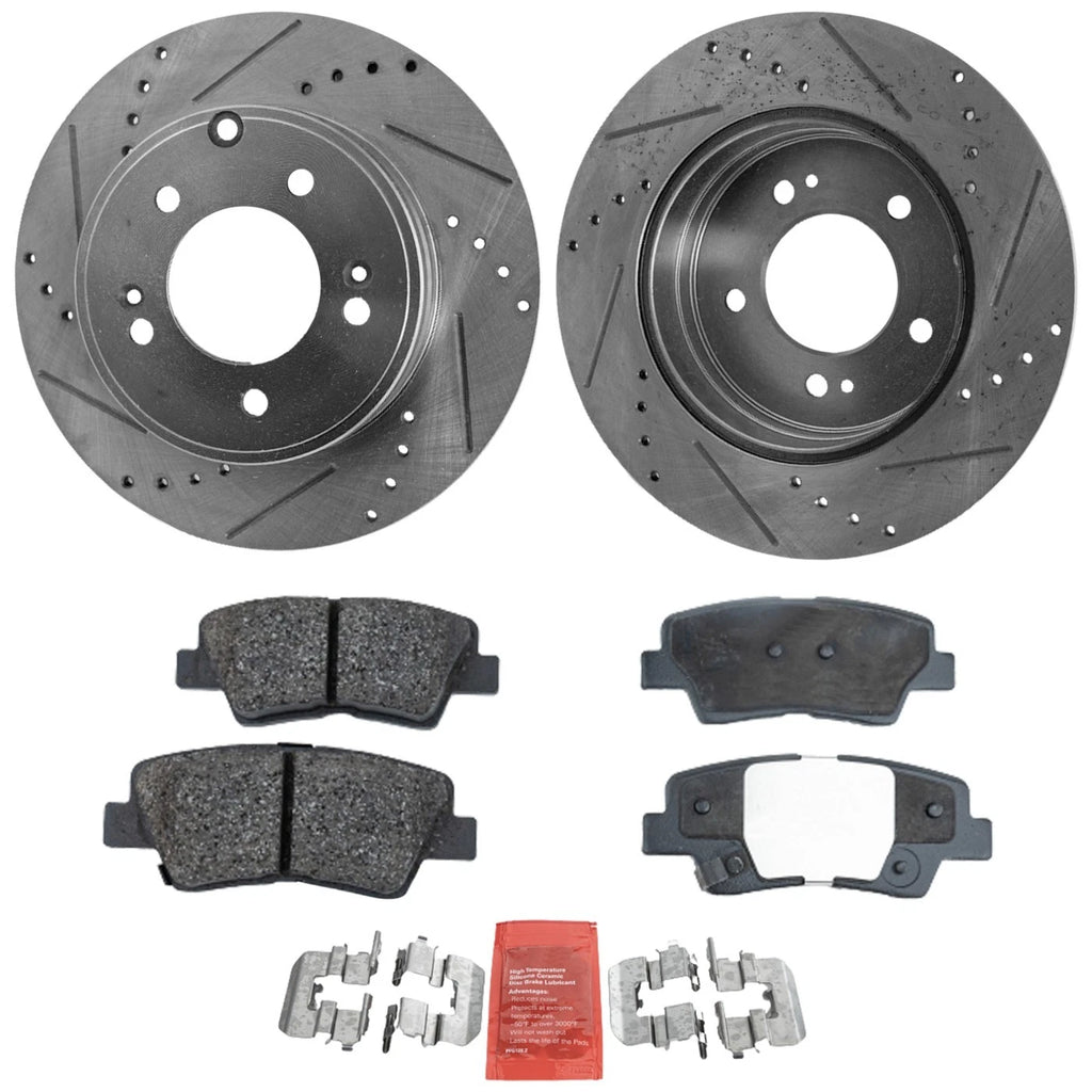 Rear Brake Disc Rotors and Pads Kit for Hyundai Azera Sonata (2009)
