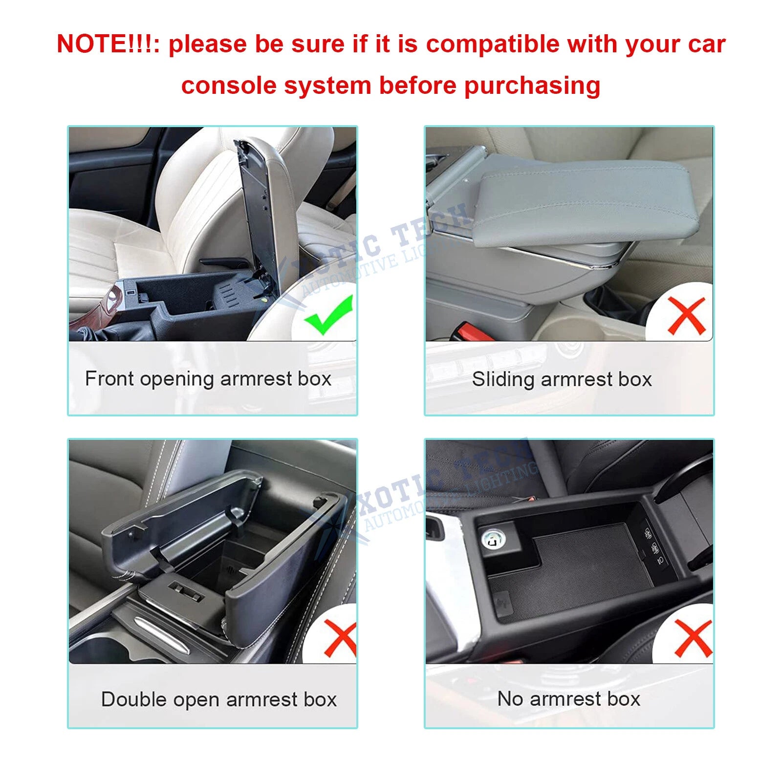 PU Leather Rhombus Seat Central Box Lid Cover Armrest Pad for Black & Wine Red (-)