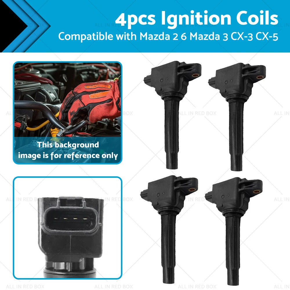 4X Ignition Coil for Mazda 2 6 3 SP20 SP25 CX-3 CX-5 CX-9 (2010–2020)