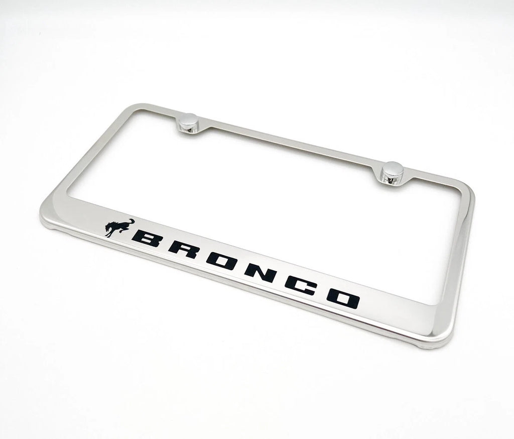 Chrome Stainless License Plate Frame for 2021–2025 Ford Bronco Script Logo