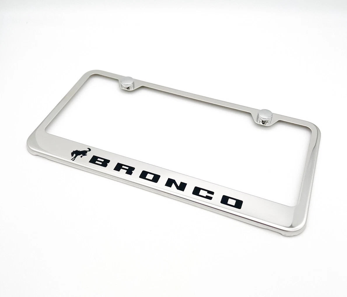Chrome Stainless License Plate Frame for 2021–2025 Ford Bronco Script Logo
