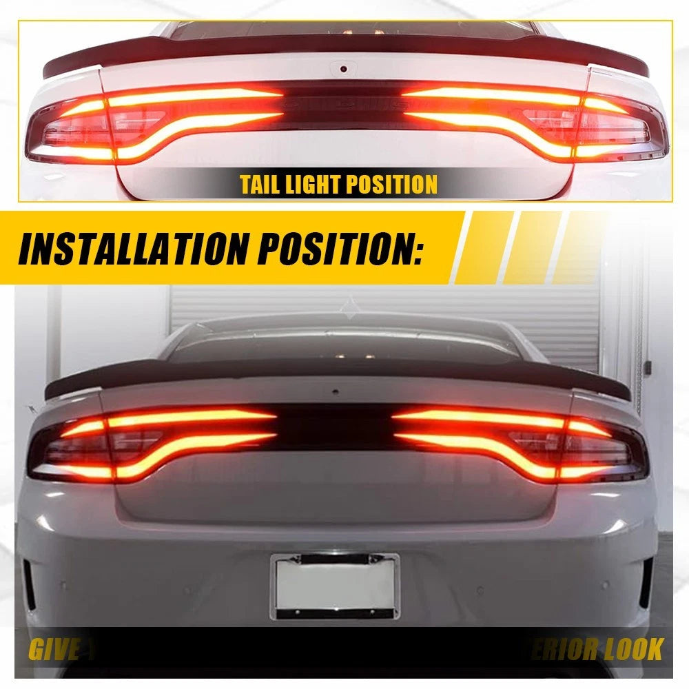 Black Race Track Tail Light Overlay for Dodge Charger (2015–2023)