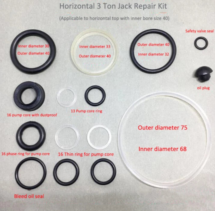 3 Ton Jack Oil Seal Repair Kit for Horizontal Jack (Complete Set)