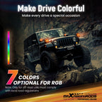 LED Light Pods 7" for Off Road Vehicles (12V, 332W, RGB, White, Amber)