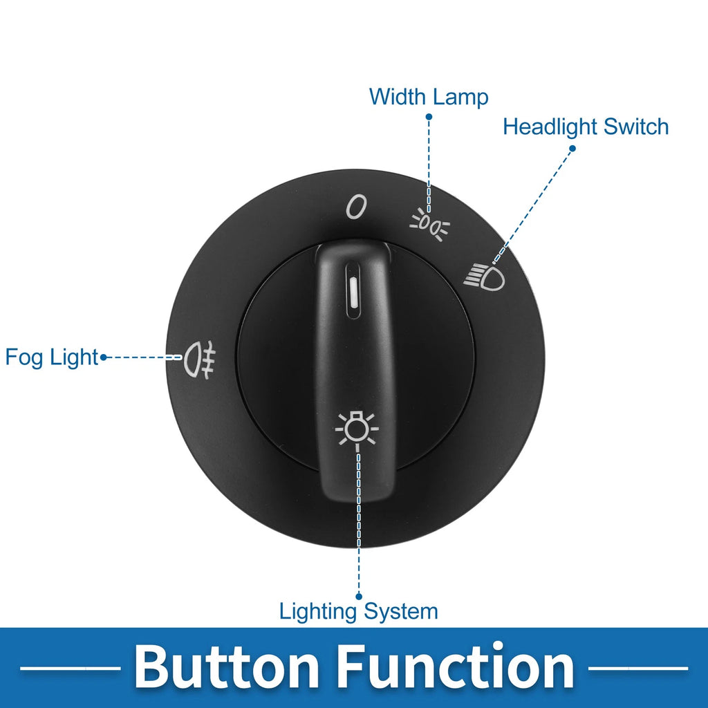 Headlight Switch for Volkswagen Caddy (2004–2008) No.1T0941431B Black
