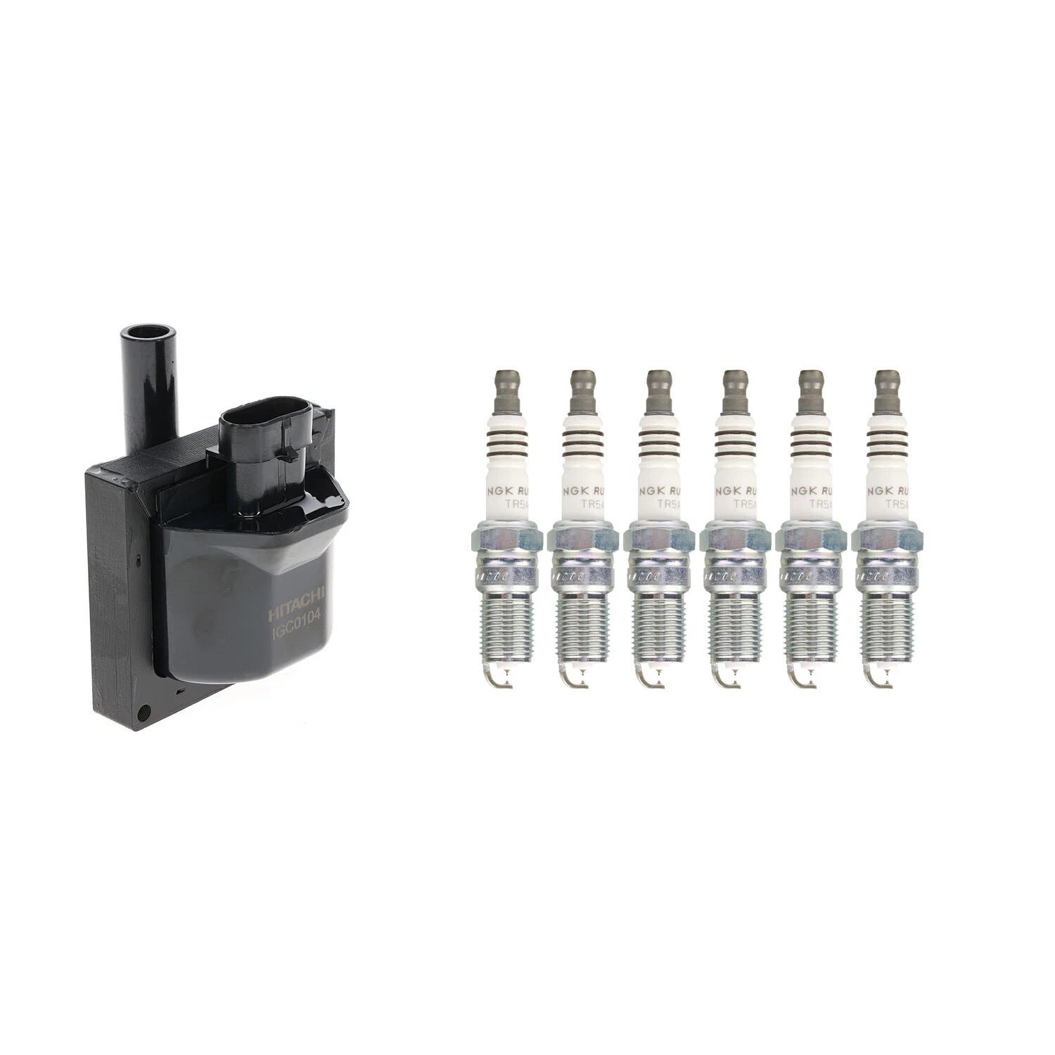 Set of 6 Hitachi Ignition Coils & NGK Ruthenium Spark Plugs for Silverado Sierra (1999–2006)