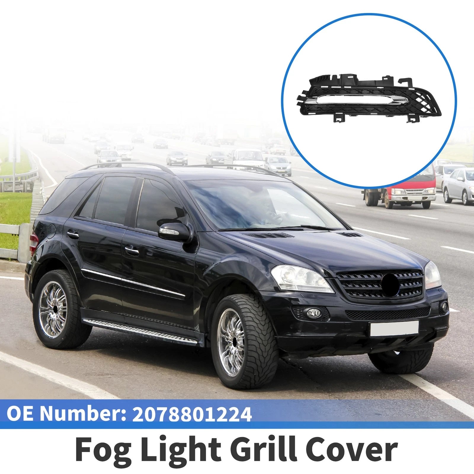 Front Right Fog Light Grill for Mercedes-Benz (No. 2078801224) Silver Tone