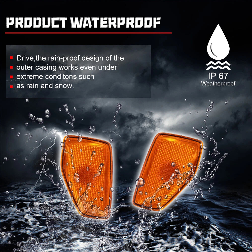 Set of 2 Amber Lens Front Fender Side Marker Lights for Hummer H3 (2005–2010)