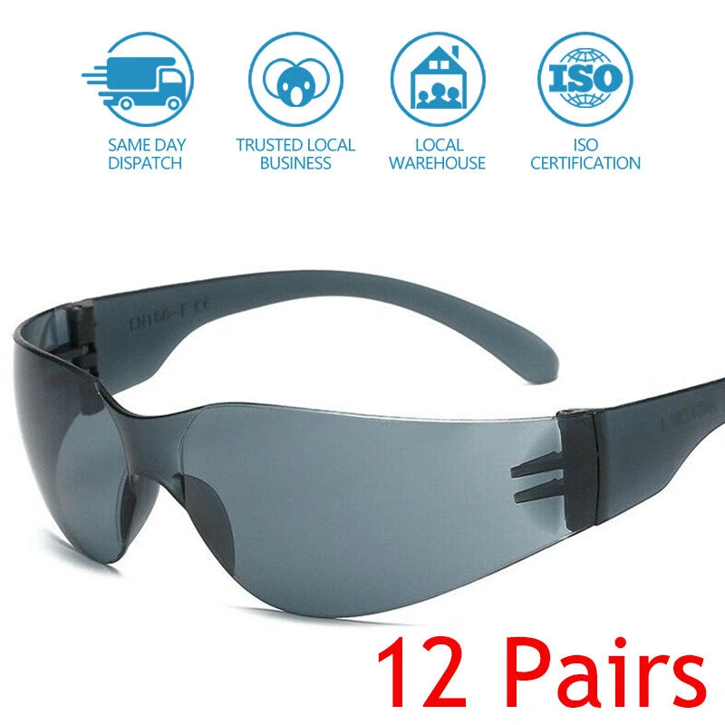12 Pair Safety Glasses for Work Eye Protection - Tinted Hammer Smoke Lens