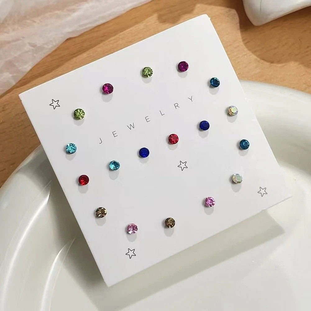 Set of 2 Multicolor Geometric Zircon Earrings with Resin Packaging