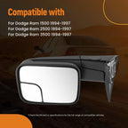 Manual Adjusted Rear View Mirror for Dodge Ram 1500/2500/3500 (1994–1997) Right