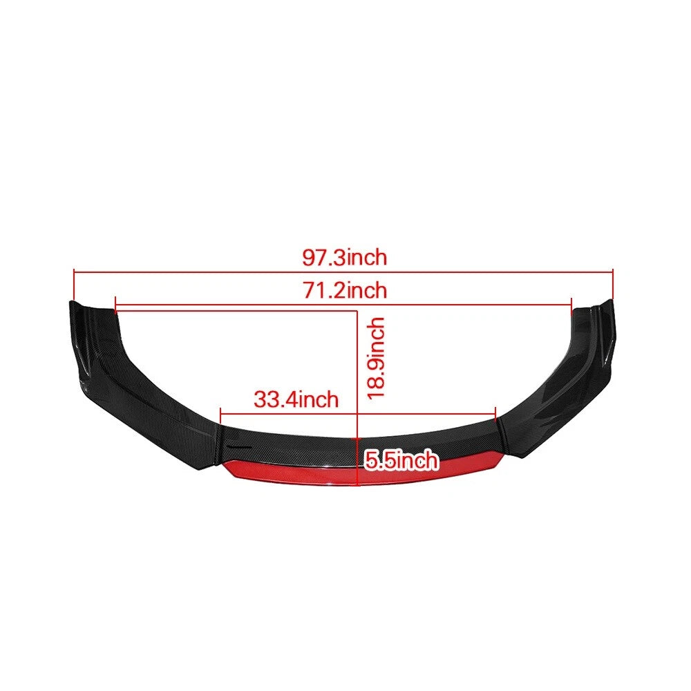 Carbon Fiber Look Front Bumper Lip Splitter Spoiler Body Kit for Universal Car