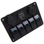 5 Gang LED Toggle Switch Panel with 2 USB Charger for Car Boat Marine