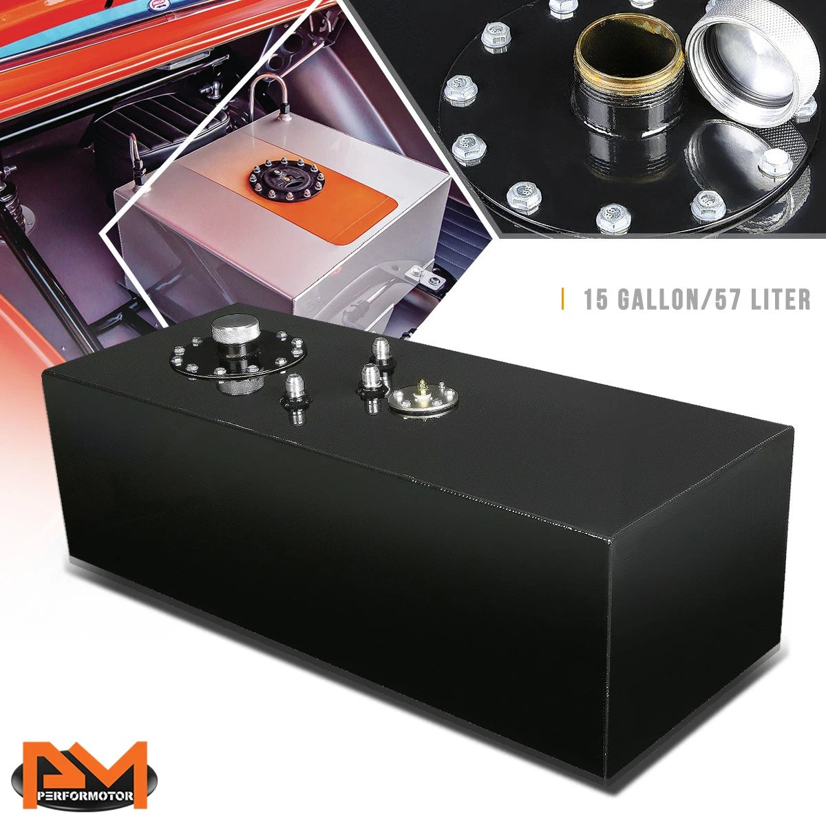 15 Gallon Aluminum Fuel Cell for Universal Applications (Gas Tank + Level Sender + Cap)