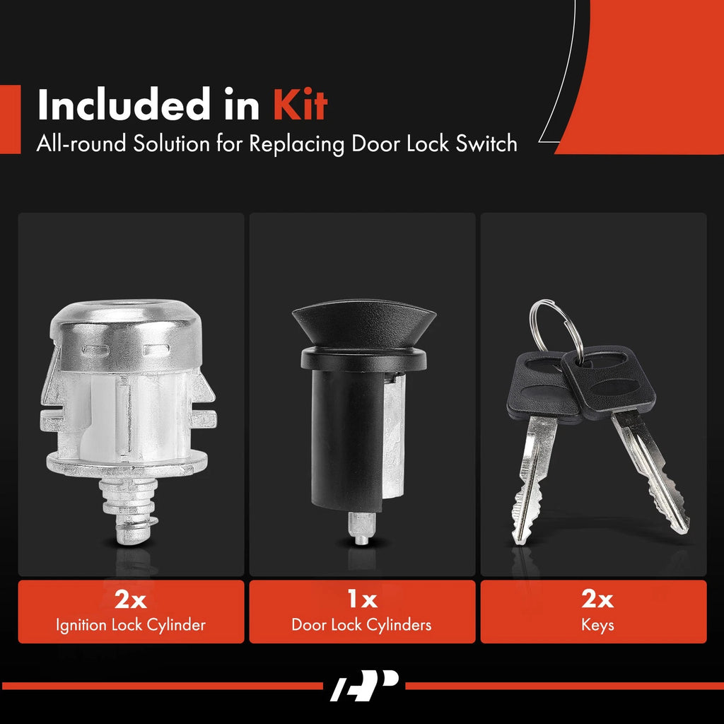 Door Lock Cylinder Set with 2 Keys for Ford F-150 F-250 F-350 (1997–2003)