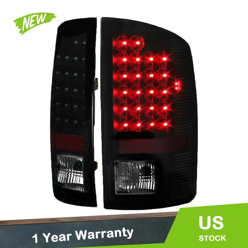 LH & RH Tail Lights for Dodge Ram 1500 2500 3500 (2002–2006) Black Lens
