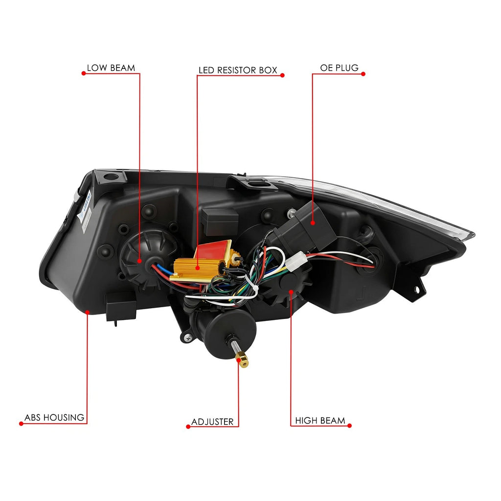 LED Projector Headlight for BMW 323I 2005–2008 (Black Clear, Switchback)