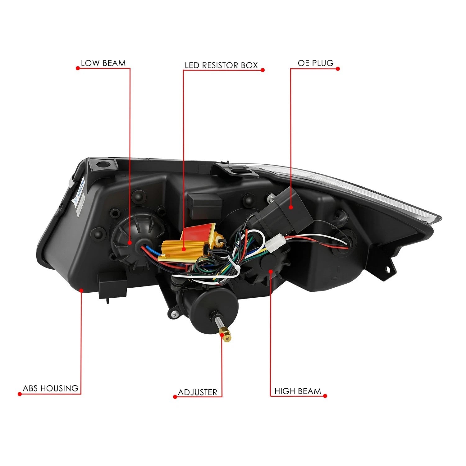 LED Projector Headlight for BMW 323I 2005–2008 (Black Clear, Switchback)