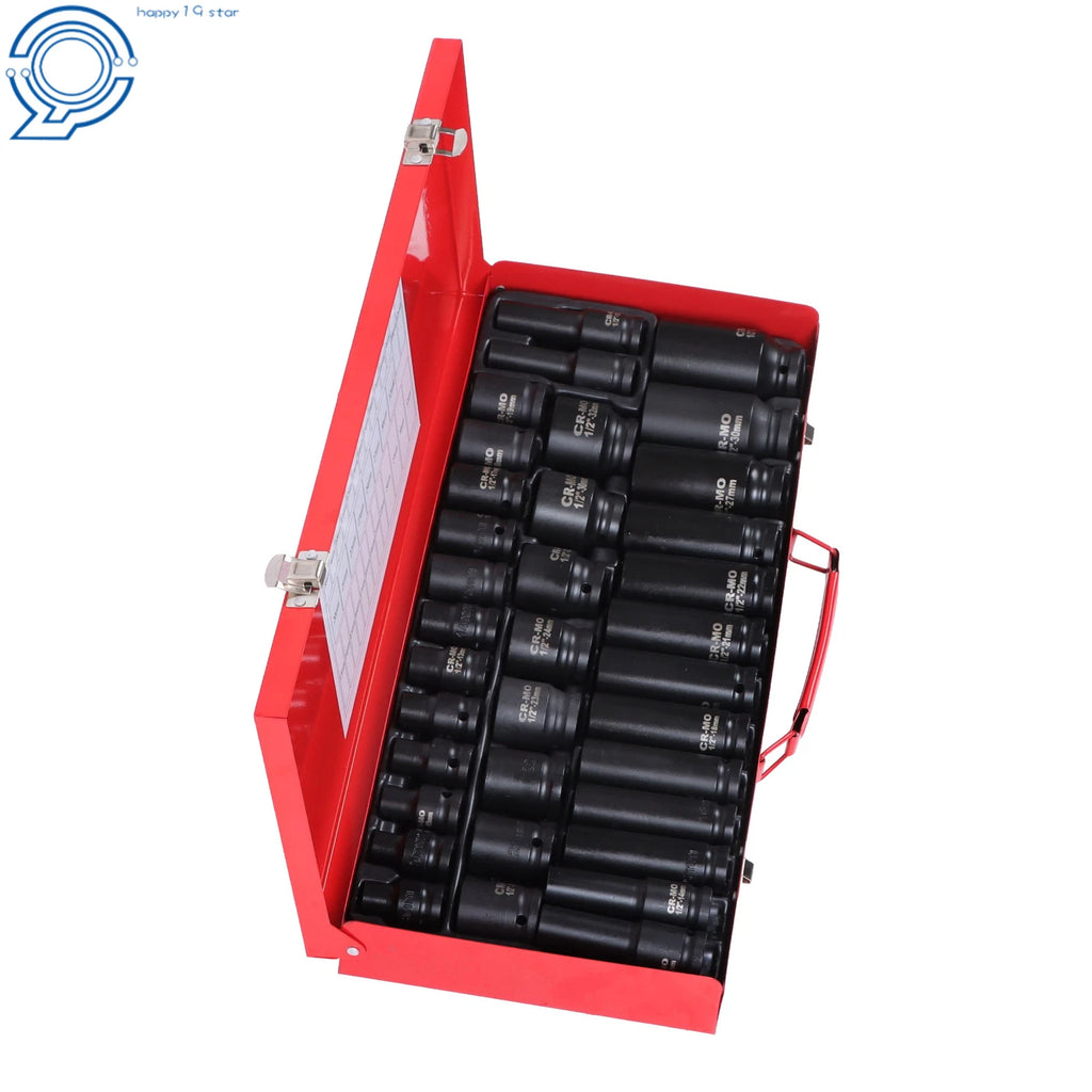 35pcs Deep Impact Socket Set 1/2" Drive 8-32mm for Garage Tools