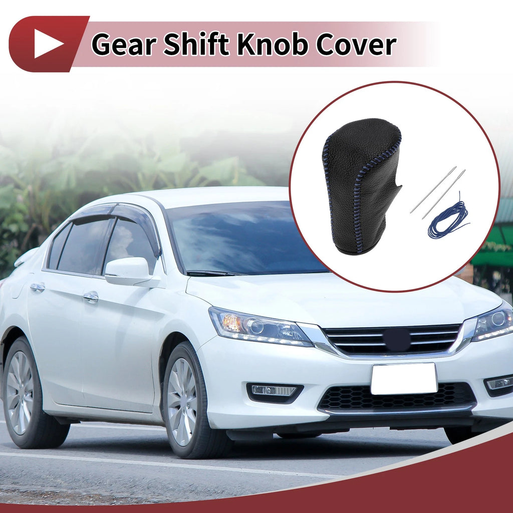 1Pc Gear Shift Knob Cover for Honda Accord 8 (2008–2012) Black Blue Leather