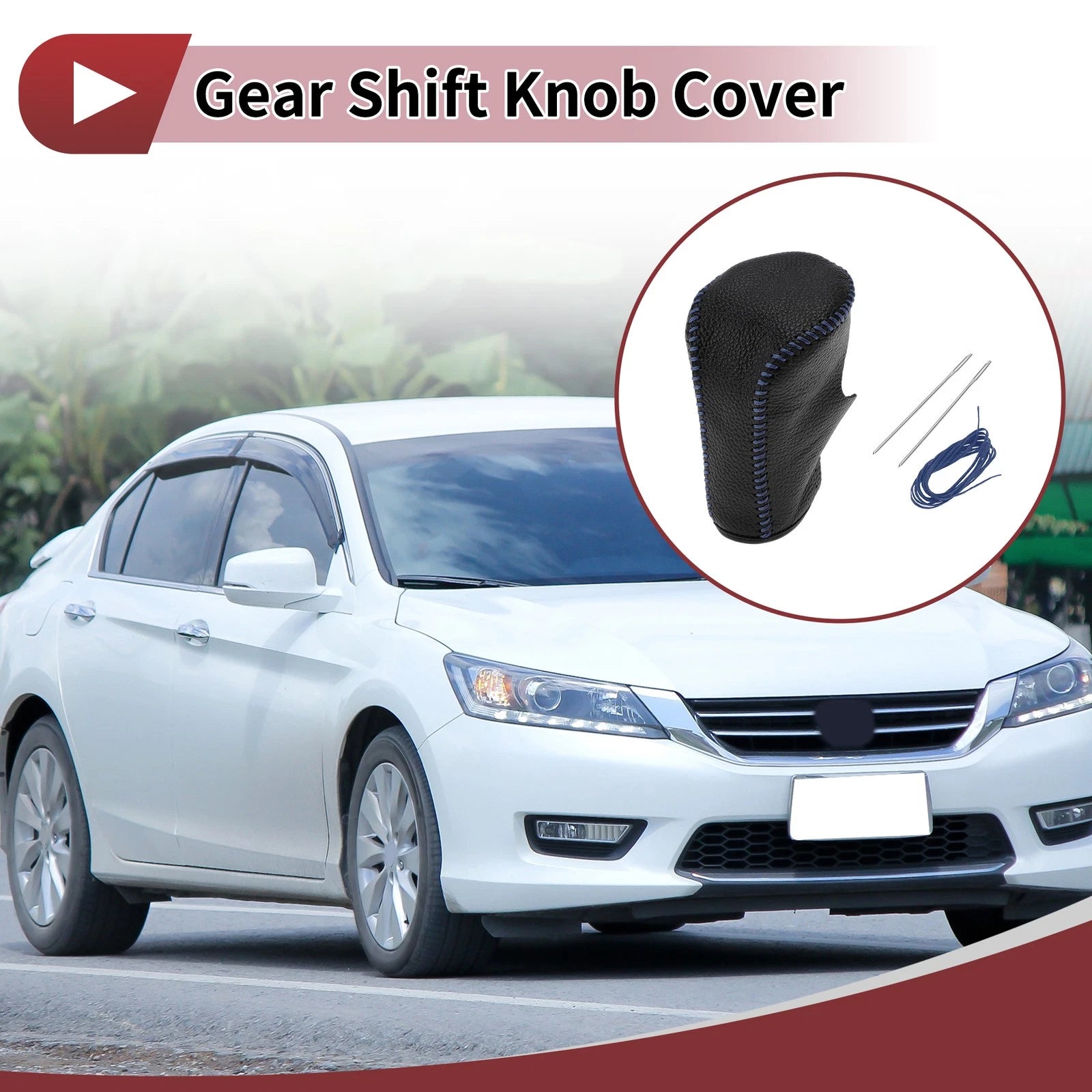 1Pc Gear Shift Knob Cover for Honda Accord 8 (2008–2012) Black Blue Leather