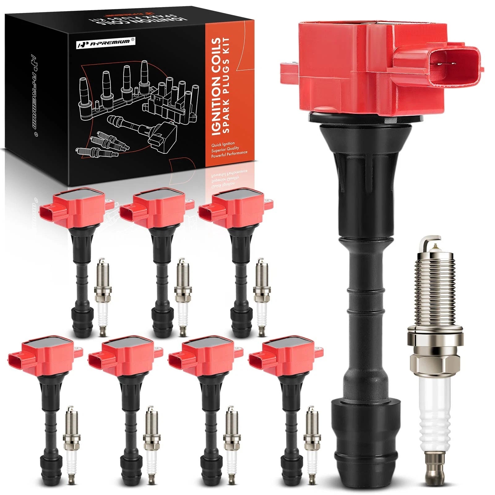 Set of 8 Ignition Coils & Iridium Spark Plugs for Nissan Armada (2005–2006)