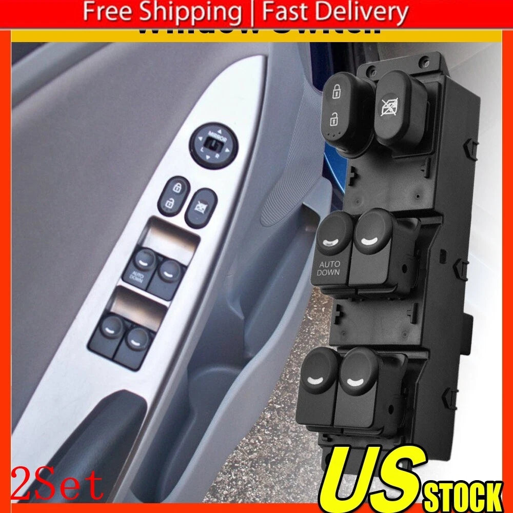 Set of 2 Driver Door Master Power Window Switch for Hyundai Accent (2011â2017)