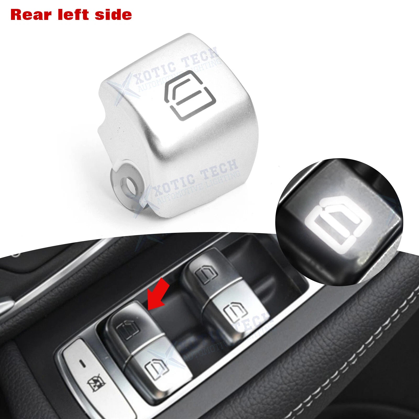 Rear Left Power Window Master Switch Repair Button Cap for Benz C-Class (2015–2021)