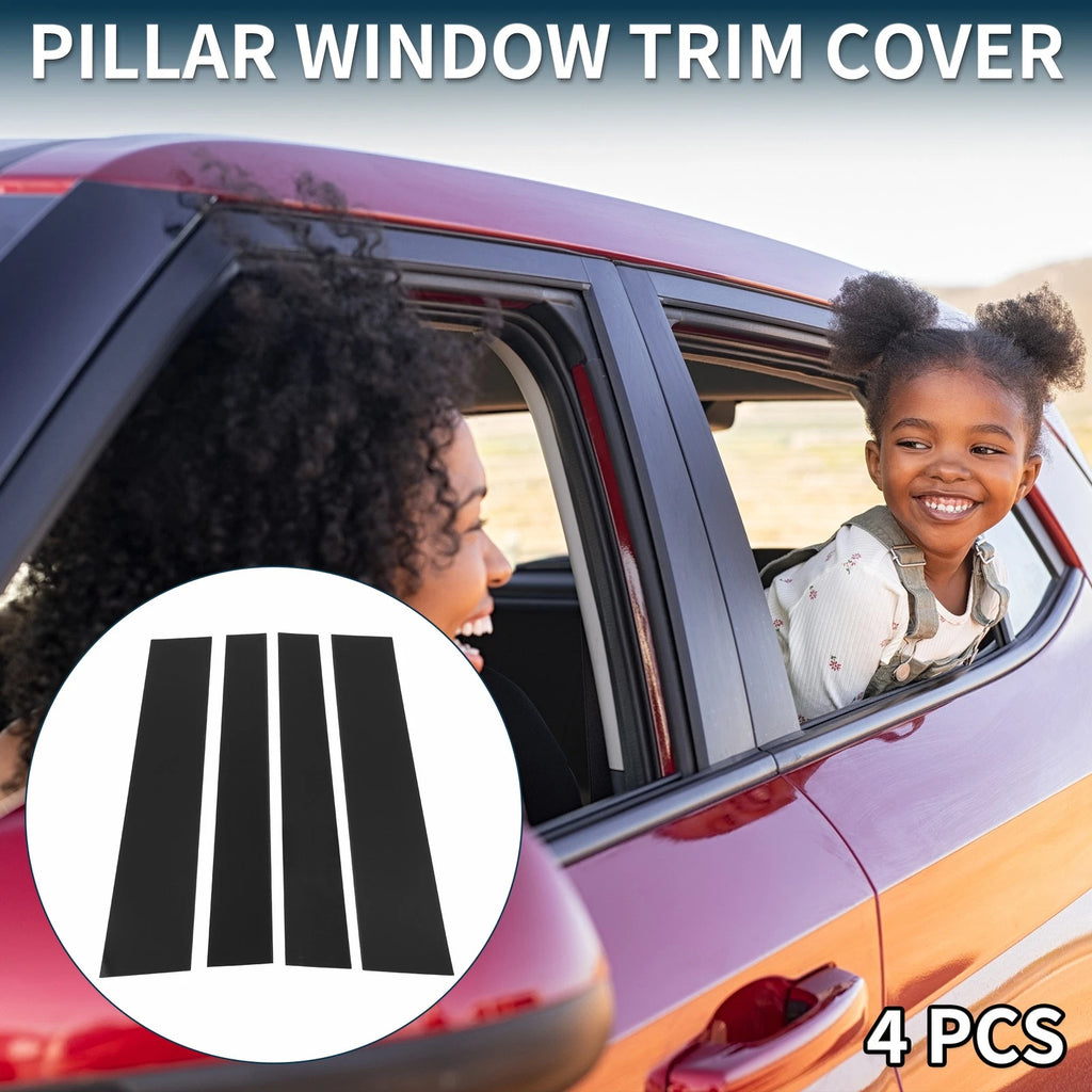 Set of 4 Door Pillar Window Trim for Toyota Sequoia (2008–2014) Black