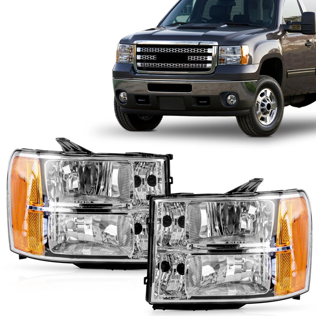 Pair Headlight Assemblies for GMC Sierra 1500 2500HD 3500HD (2007–2013)