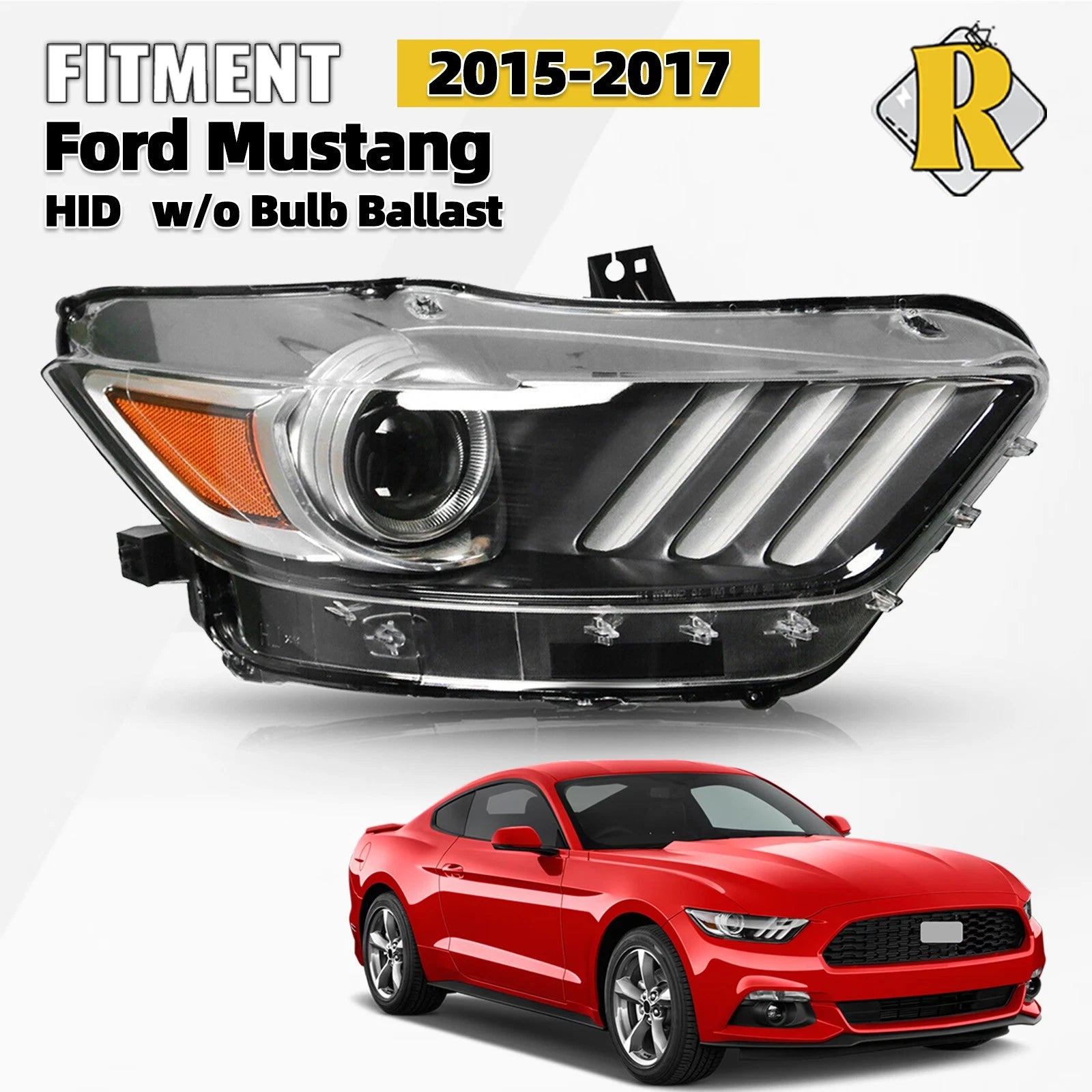 HID Xenon Headlight w/Projector for Ford Mustang (2015–2017) Right Side