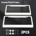 Set of 2 Chrome Stainless Steel License Plate Frames for Vehicles