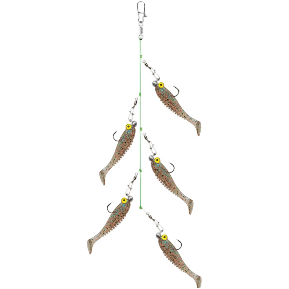 Fishing Lure Set of 5 Soft Silicone Baits with Swivel Hook (55cm, 7cm)