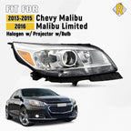 Halogen Headlight w/ Bulb Right for Chevy Malibu (2013–2016)