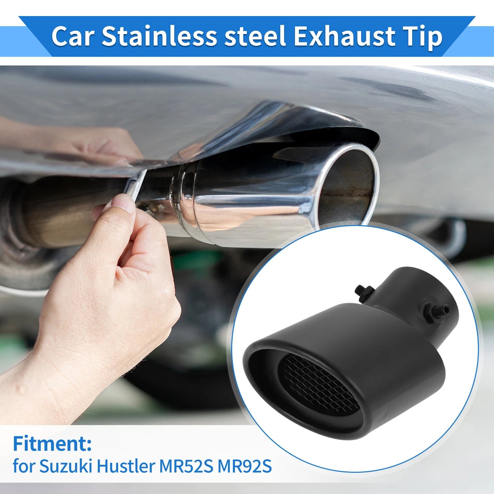 2.36" Exhaust Muffler Tip Pipe for Suzuki Hustler MR52S MR92S Black