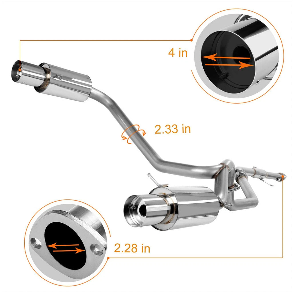 Dual 4" Tip Catback Exhaust Muffler for Hyundai Tiburon GT SE (2003–2006)