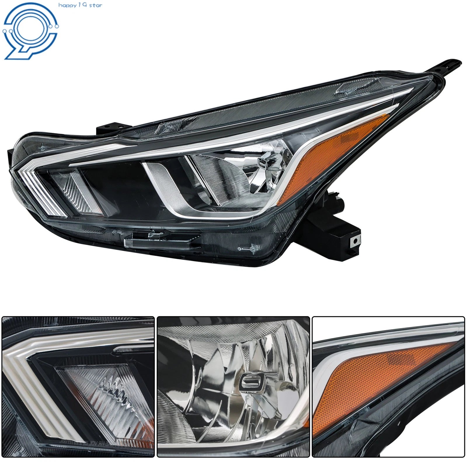 Headlight Assembly for Nissan Versa SV (2020–2021) Halogen Chrome Clear Lens
