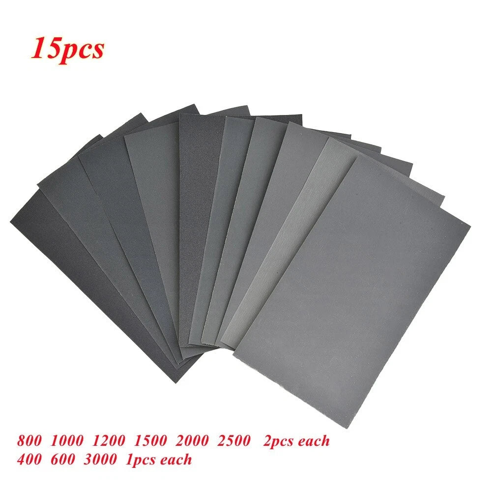 Set of 15 Grit Sandpaper (400-2500) Wet/Dry for Automotive Finishing