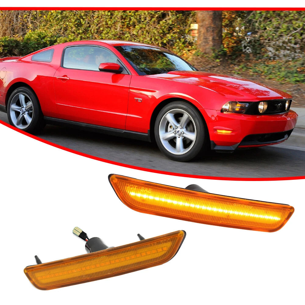 2pc Amber LED Front Corner Side Marker Lights for Ford Mustang (2010–2014)